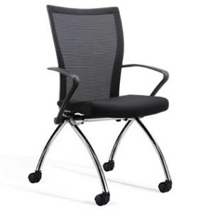 2094 Sensor Series Nesting Guest Chair (Black Fabric Mesh with Black Fabric Seat on Chrome Frame)
