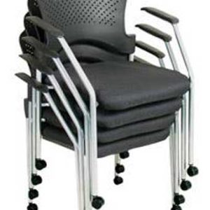 2894 Arc Series Stackable Chair with Arms and Casters (Black/Chrome Frame)
