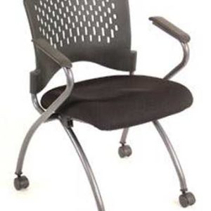 3094T Agenda Series Nesting Chair with Casters (Black Plastic Back/Black Fabric Seat)