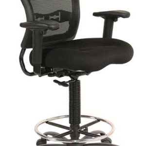7851 Spice! Series Mesh Back Drafting Stool with Arms (Black/Chrome Footring)