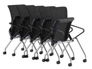 8524 - Black Nesting Chairs with Foldable Seats and Casters