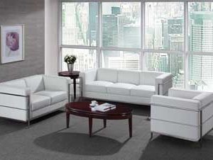 Madison Collection Leather Lounge Seating (White/Chrome Accents)
