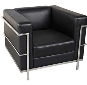 9281  Madison Collection Leather Club Chair (Black/Silver Accents)