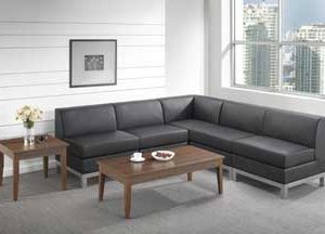 Compose Collection Leather Corner Sectional (Black)