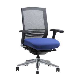 11721 Avid Series Mid-Back Executive Chair (Black Mesh/Blue Fabric Seat)