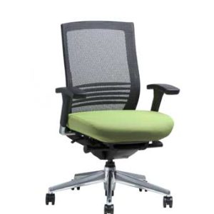 11721 Avid Series Mid-Back Executive Chair (Black Mesh Back and Green Fabric Seat)