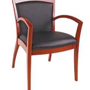 1500 Napoli Series Guest Chair (Black Leathertek/Cherry Frame)