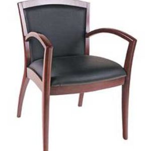 1500 Napoli Series Guest Chair (Black Leathertek/Mahogany)