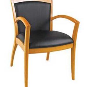 1500 Napoli Series Guest Chair (Black Leathertek/Honey Frame)