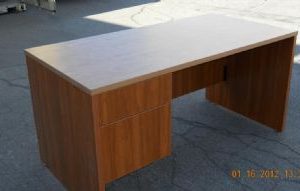 Single Pedestal 30x60 Desk (Butternut Top/Oil Cherry Base)