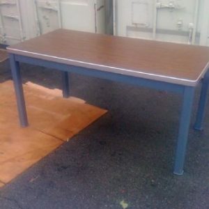 Tanker Table in Charcoal (Blue) with Walnut Top