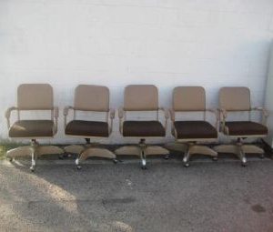 Vintage Desk Chairs with Fabric Seats (Beige/Chocolate Brown)
