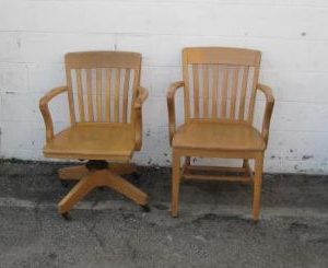 Vintage Wooden Desk and Guest Chair