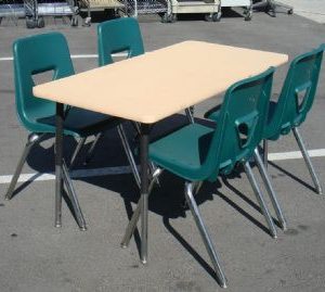 Virco Activity Table and Chairs (Maple/Forest Green Plastic)