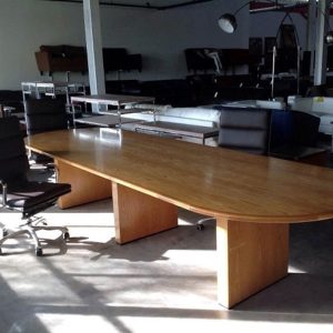 12ft One Piece Racetrack Conference Table (Solid Oak Wood)